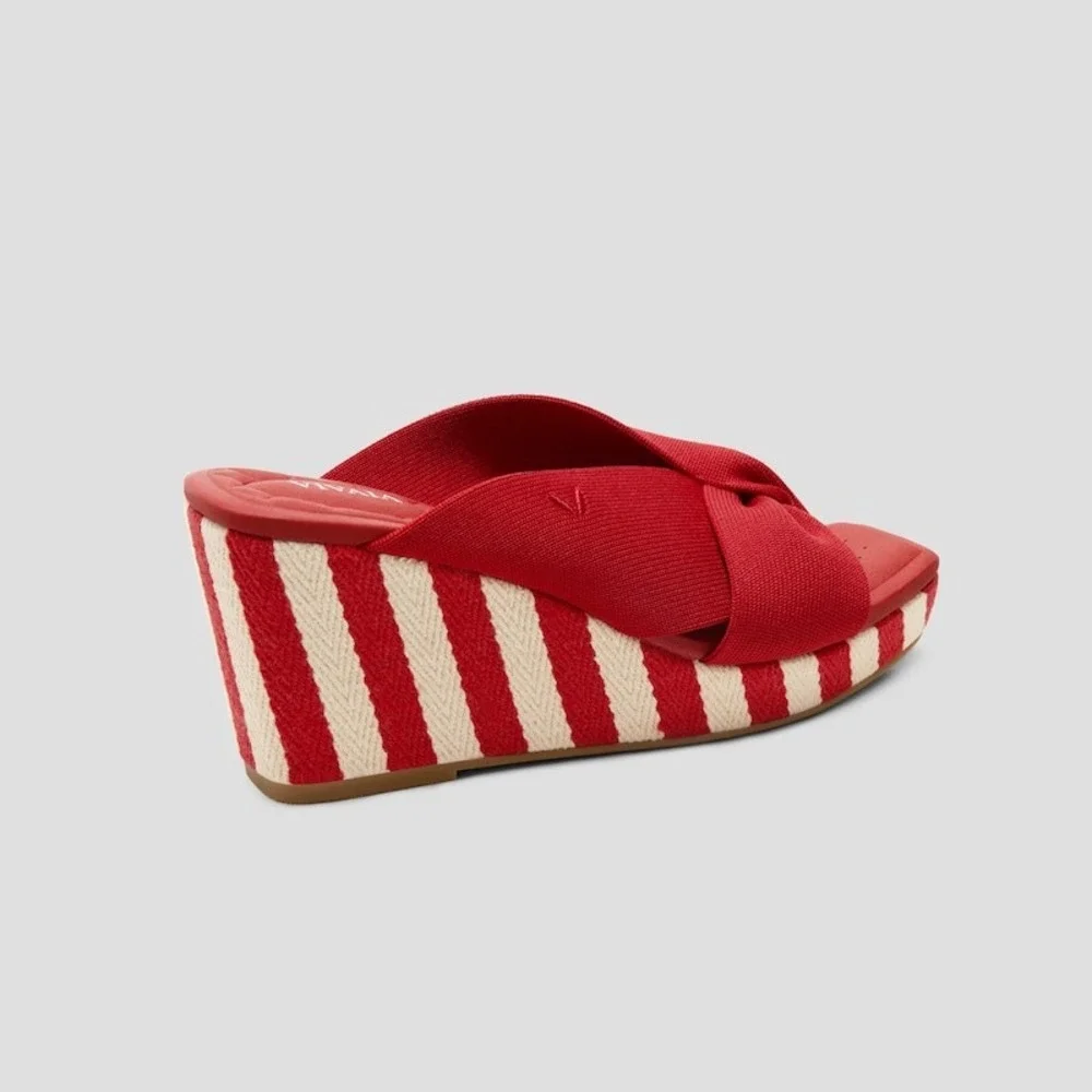 Vivaia‎ Red & White Striped Knot Wedge Platform Sandals Slides EU/39.5 US/8.5
